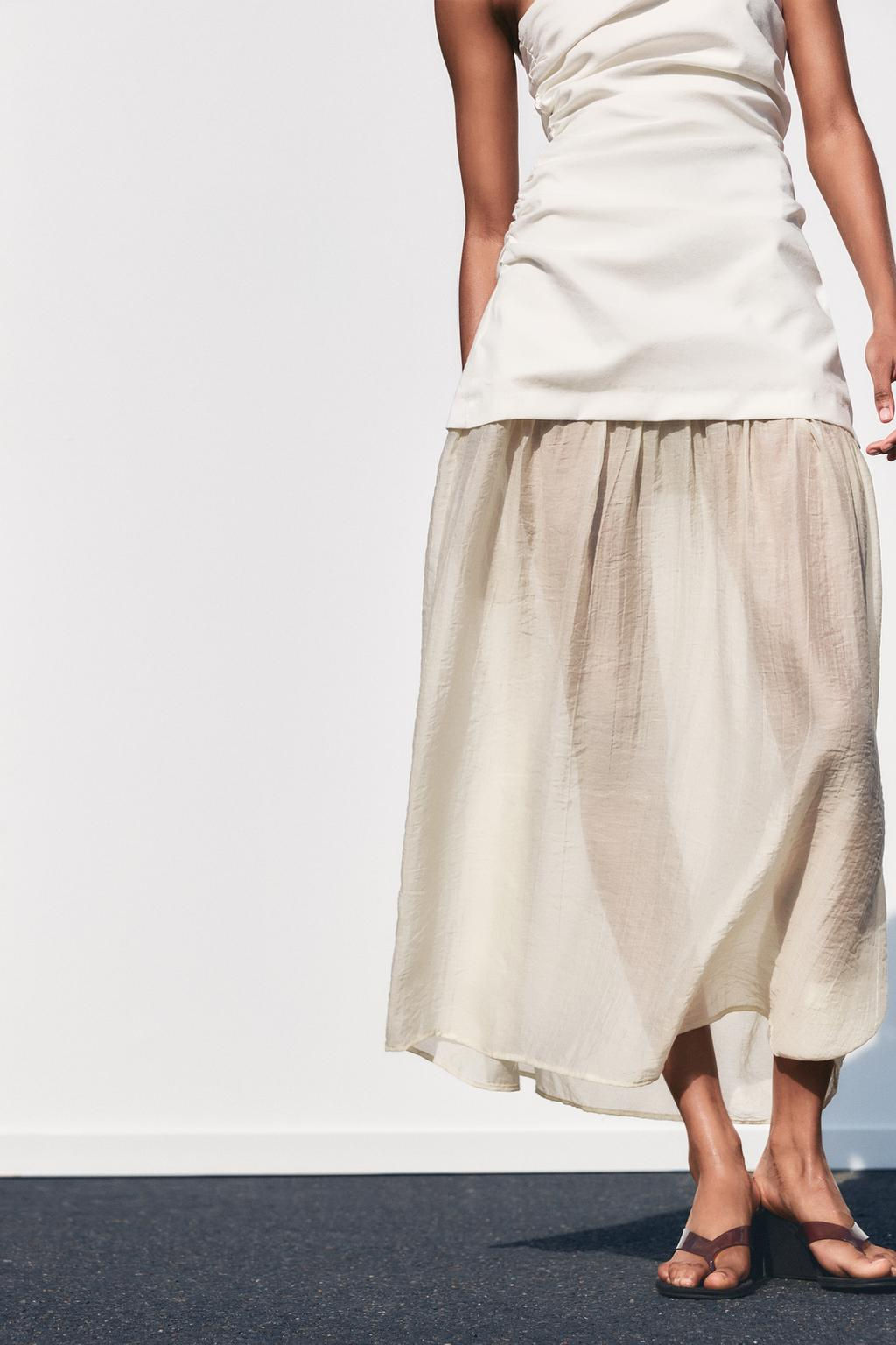 CONTRAST STRAPLESS MIDI DRESS - Zara фото 2