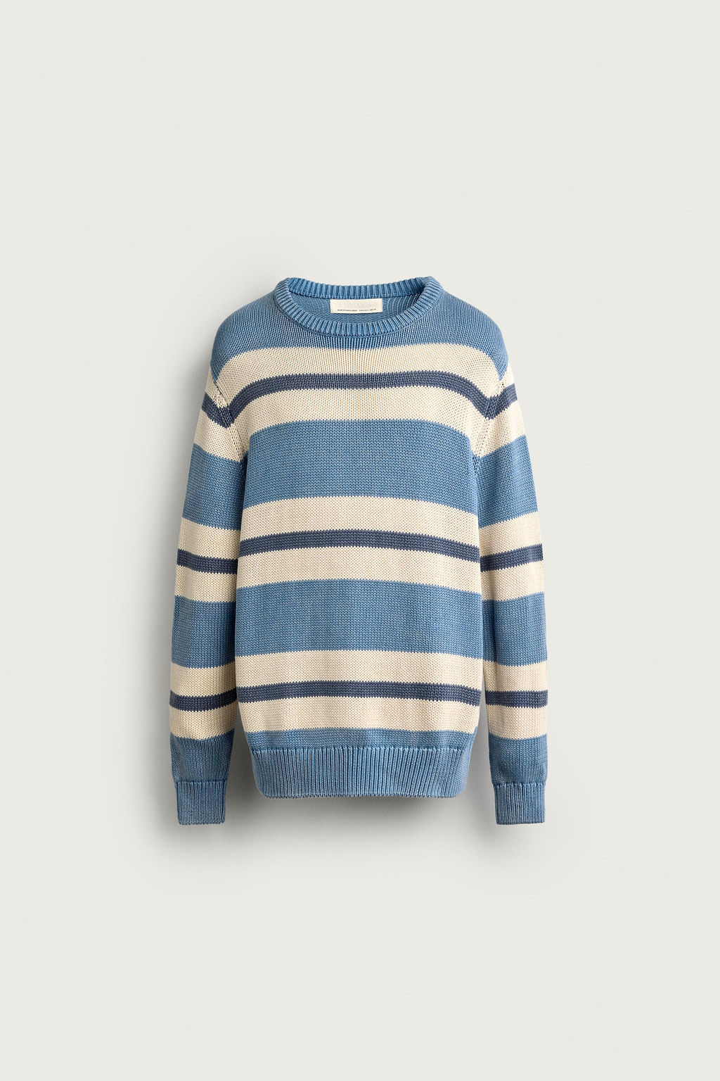 JERSEY REGULAR FIT JACQUARD RAYAS LAVADO / Azul