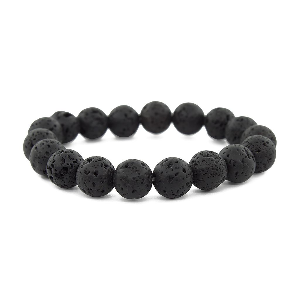 Лава черная (Боливия) 10мм, браслет "Классика" длина 16см