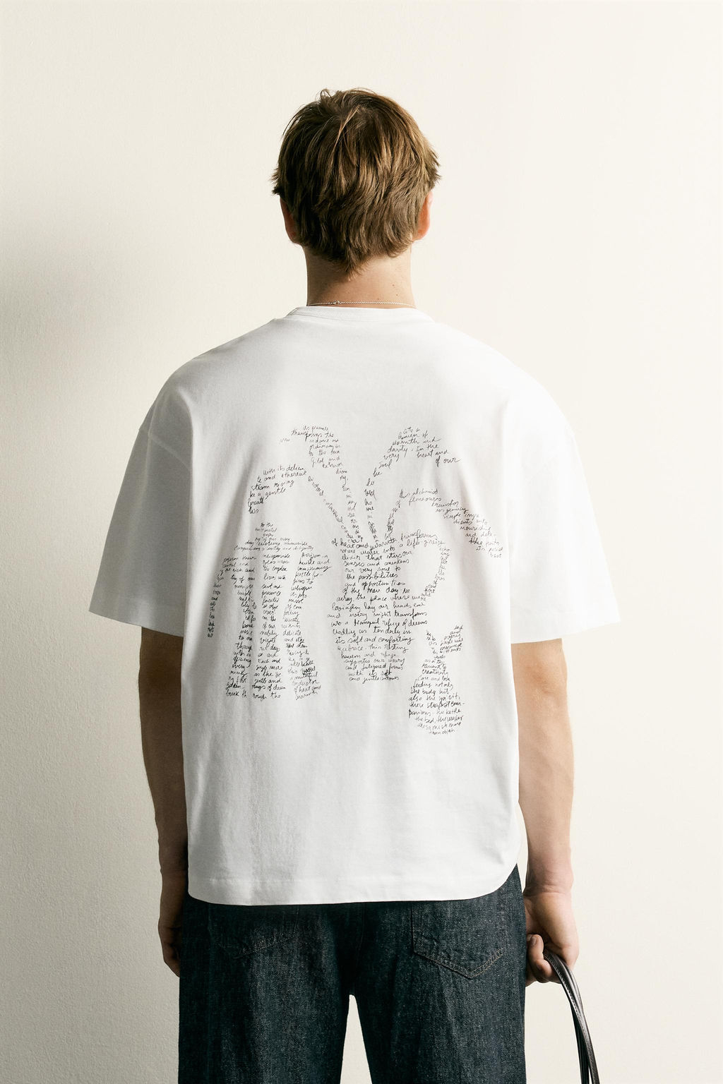 CAMISETA RELAXED FIT LETRAS FLOR / Blanco - Zara фото 3