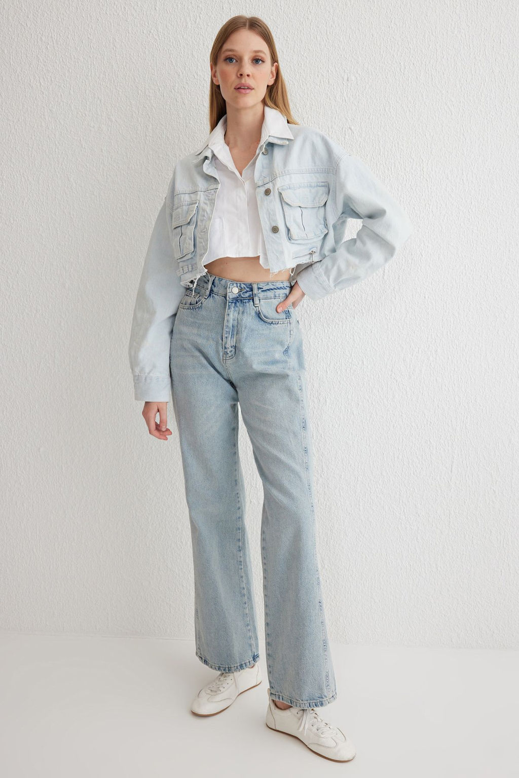 Ac?k Mavi Yuksek Bel Genis Paca Wide Leg Jeans TWOAW24JE00313