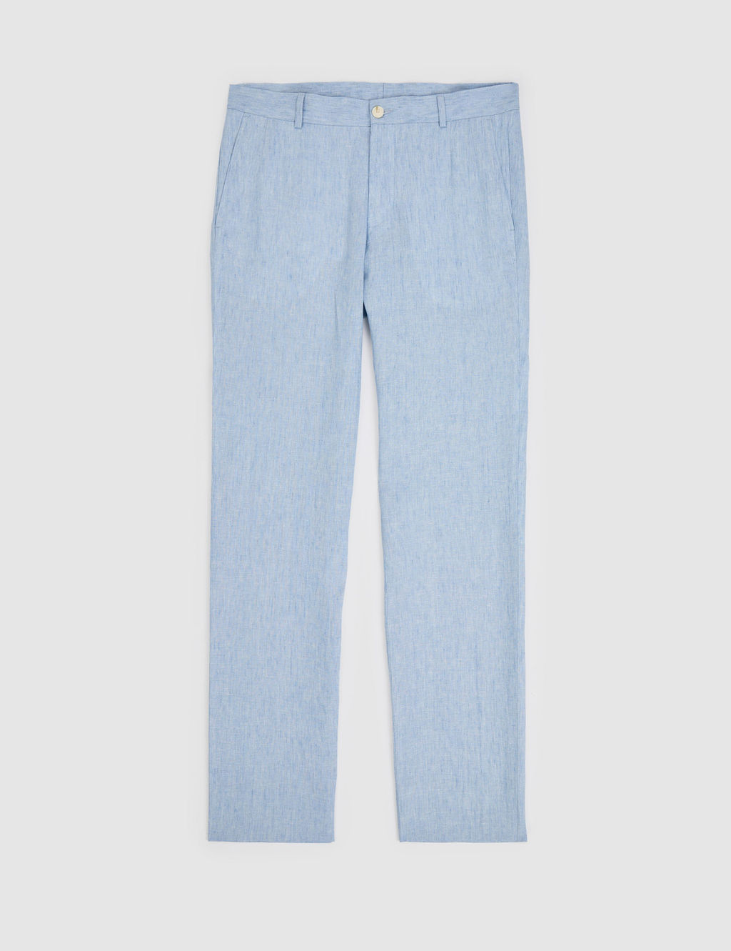 A__k Mavi Slim Fit Beli Lastikli %100 Keten Pantolon