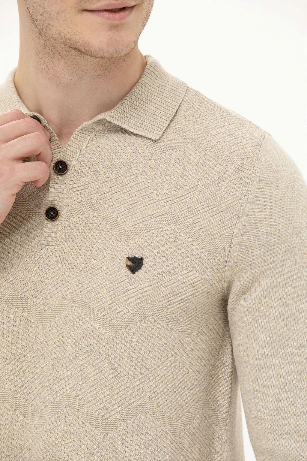 Мужской трикотажный свитер с воротником поло и каменным меланжом Неожиданная скидка в корзине - U.s. polo assn фото 7