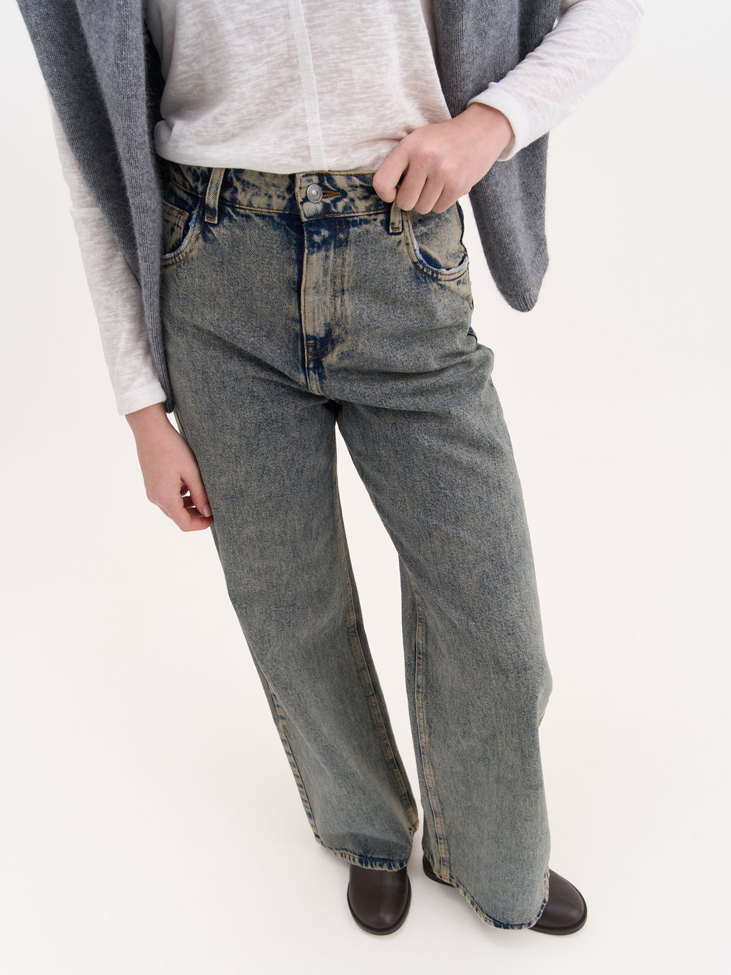Джинсы Wide fit "Серо-голубые" женские