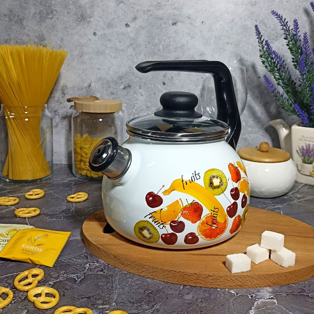 Чайник для плиты 2,0л 1RA12 белосн. со св. Fruits
