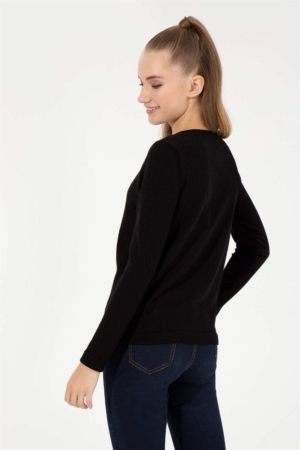 Женский черный базовый трикотажный кардиган Неожиданная скидка в корзине - U.s. polo assn фото 5