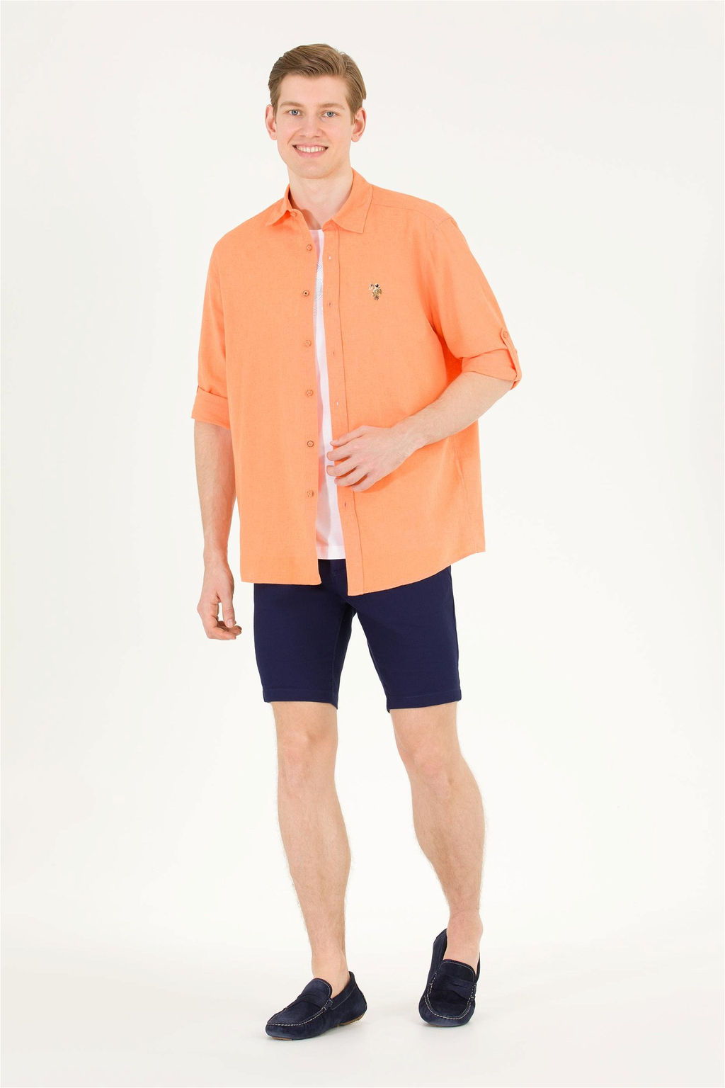 U. S. Polo Assn / Мужская оранжевая базовая рубашка с длинным рукавом - U.s. polo assn фото 11