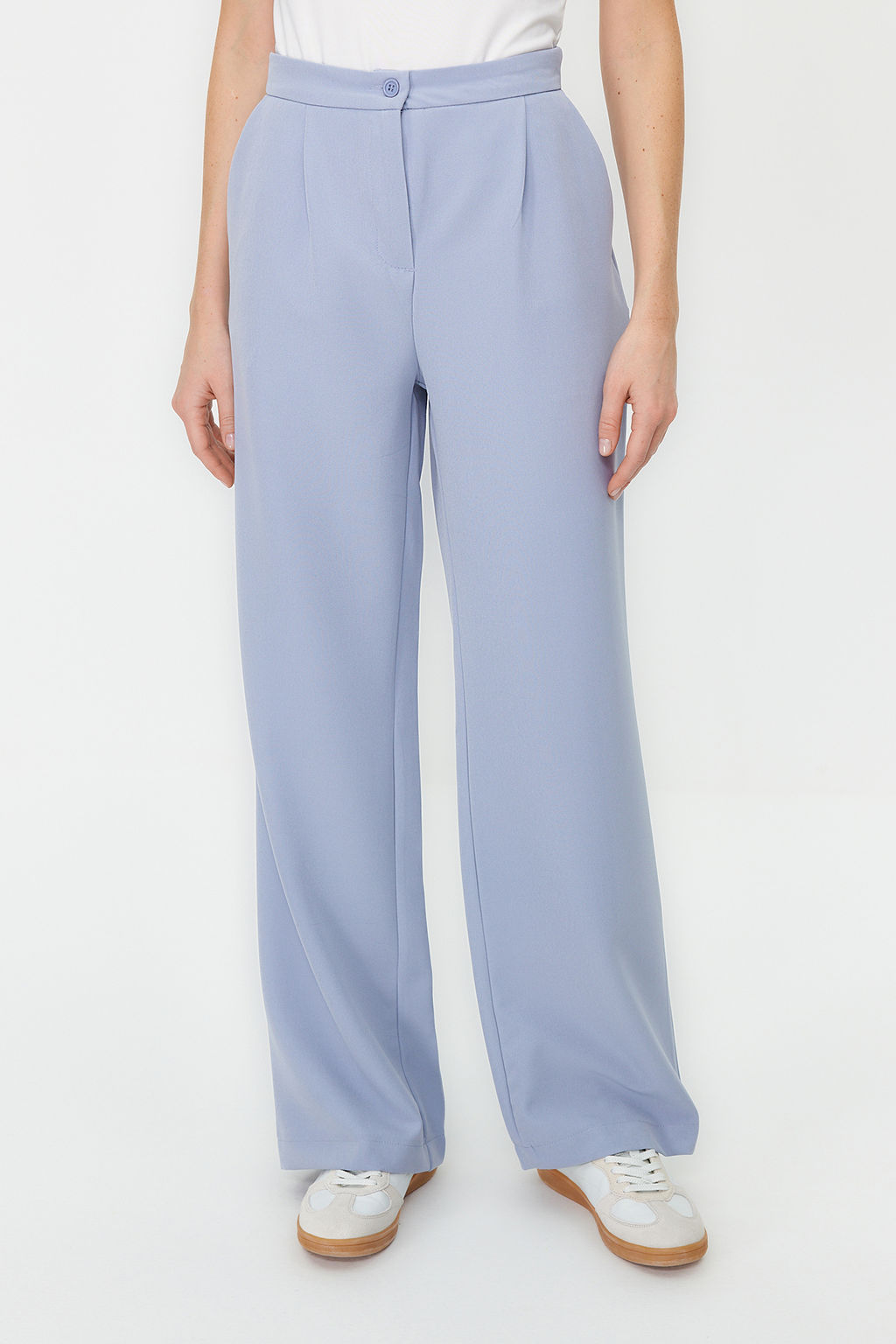 TRENDYOLMILLA Lacivert Wide Leg/Genis Paca Dokuma Kumas Pantolon TWOAW22PL0139 фото 11