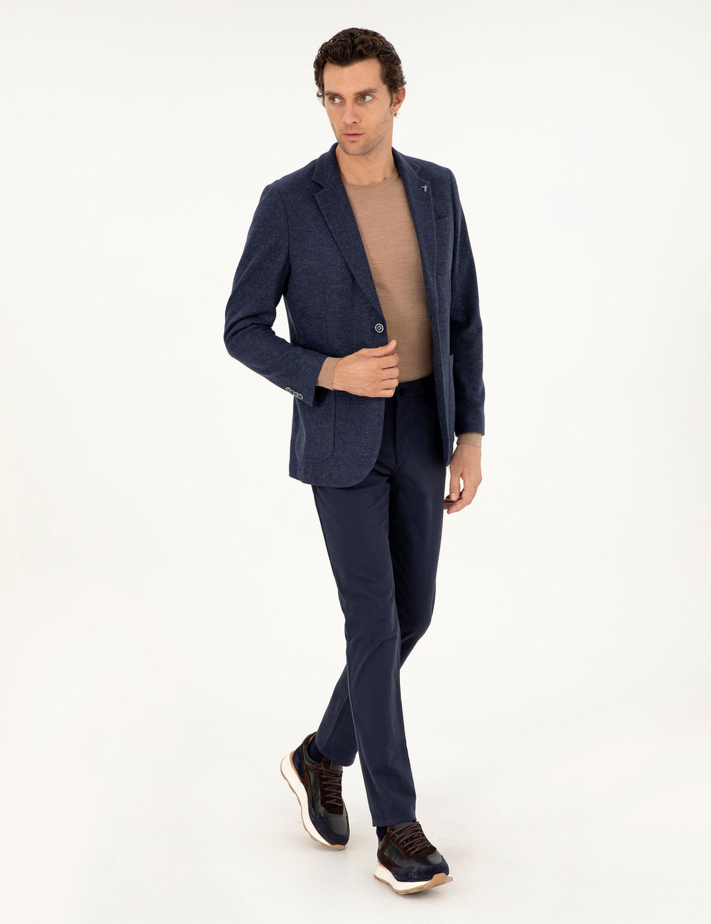 Lacivert Slim Fit Ka_mir Kar___ml_ Ceket