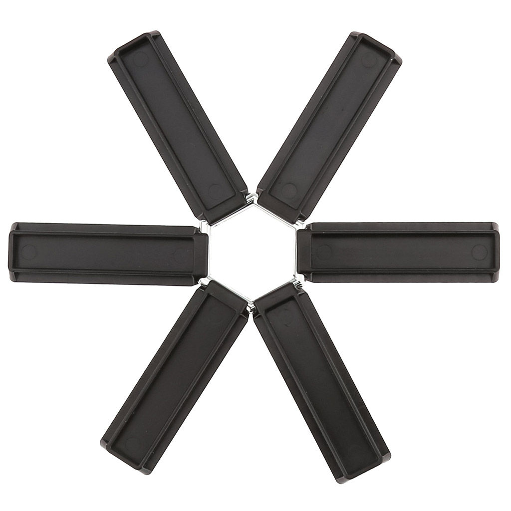 Подставка под горячее пластик/металл Компакт д19,2см h0,8см, складная, р-р в сложенном виде 4,5х5х8см, цвет - черный, в коробке (Китай) - Домашняя мода фото 2