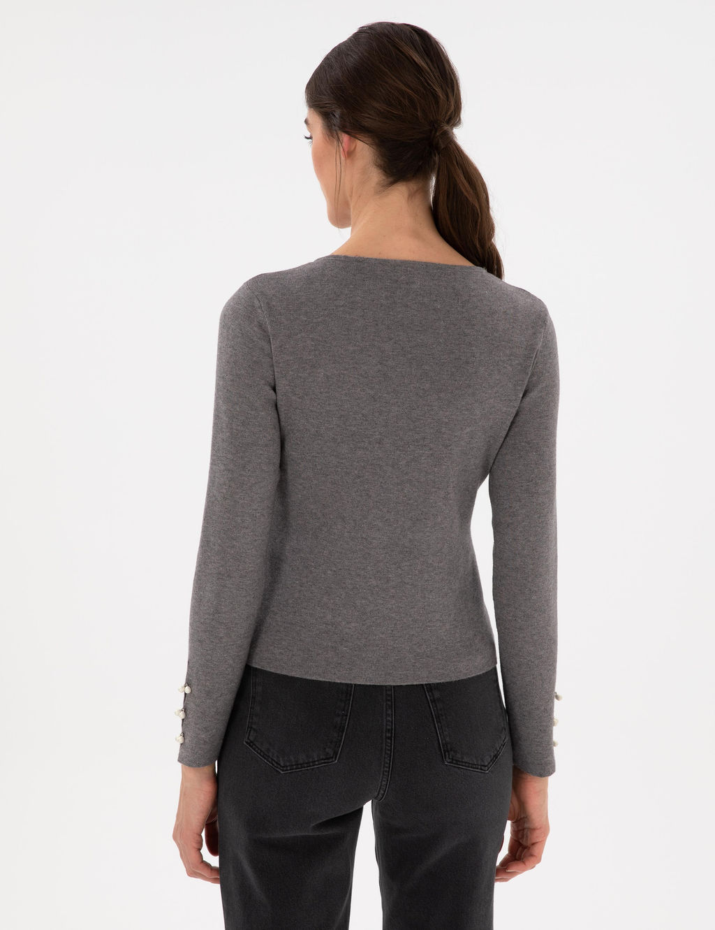 Gri Melanj Slim Fit Kazak - Pierre cardin фото 5
