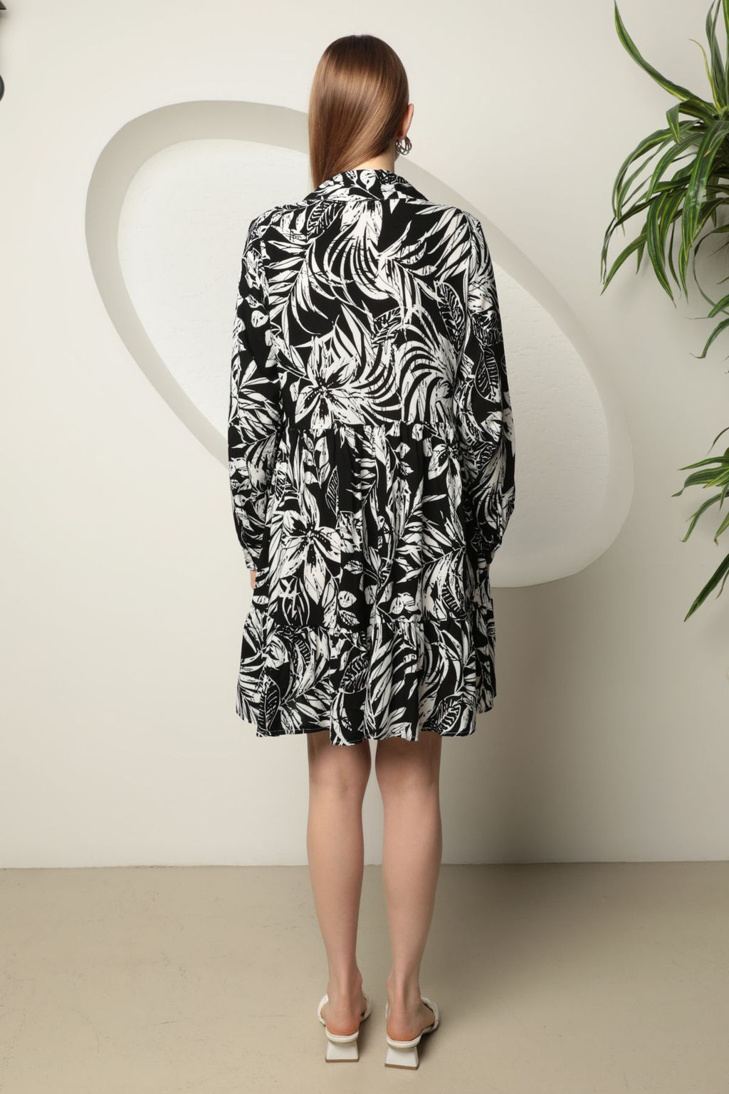 Siyah Cicekli Mini Dokuma Elbise TWOAW25EL00585 - Trendyolmilla фото 2