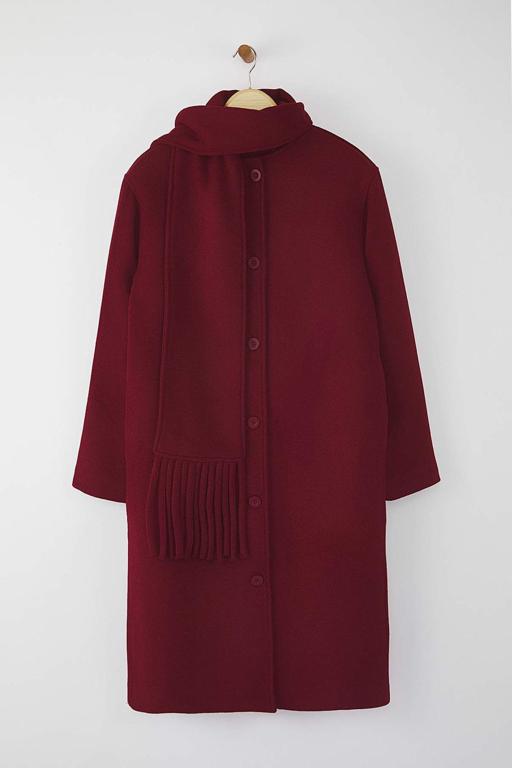 Bordo Sal Detayl? Mono Kapama Oversize Uzun Kase Kaban TWOAW26KB00041 - Trendyolmilla фото 6