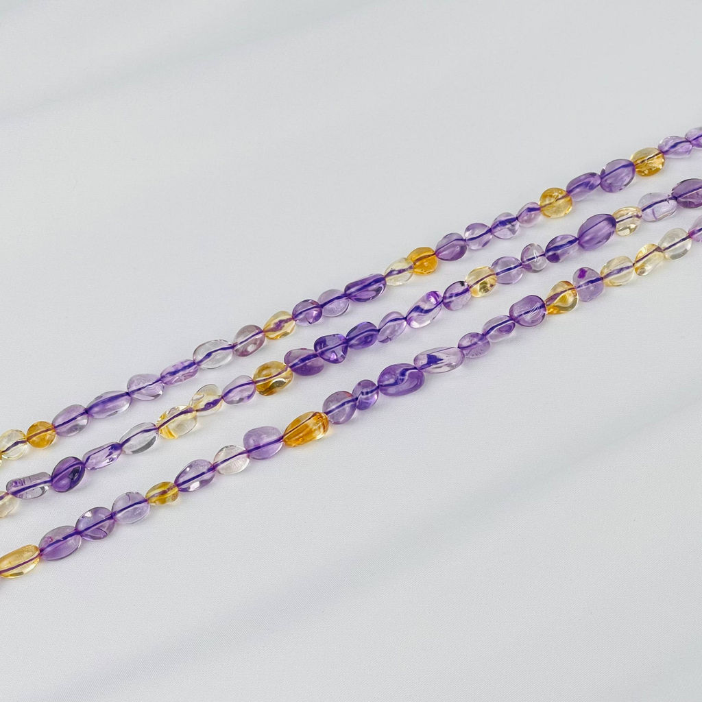 Бусины для украшений из Аметиста и Цитрина (галтовка) 40 см