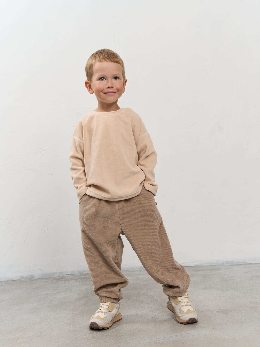 Брюки из трикотажного вельвета Латте 0+