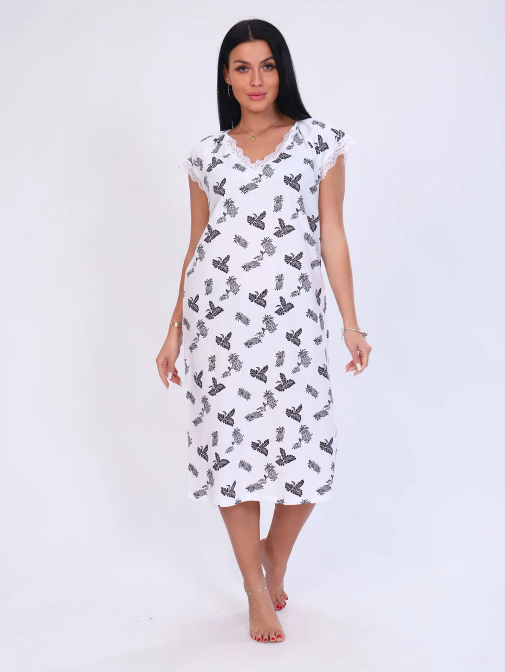 Ночная сорочка женская, цвет черный белый