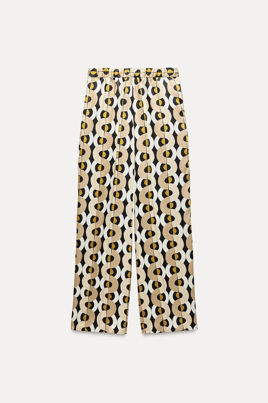 GEOMETRIC PRINT STRAIGHT-LEG TROUSERS - Zara фото 5
