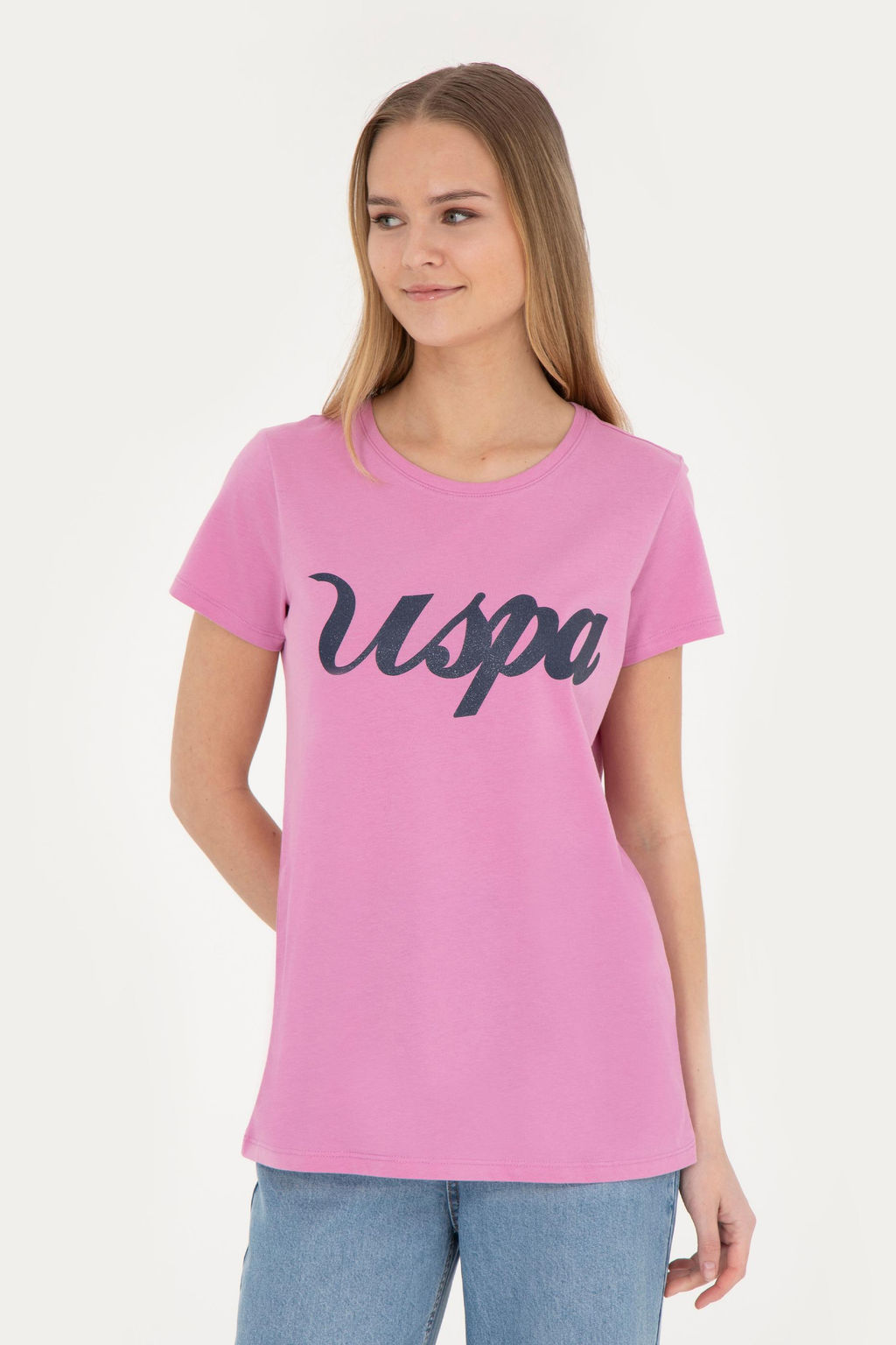 Женская фиолетовая футболка с круглым вырезом - U.s. polo assn фото 17