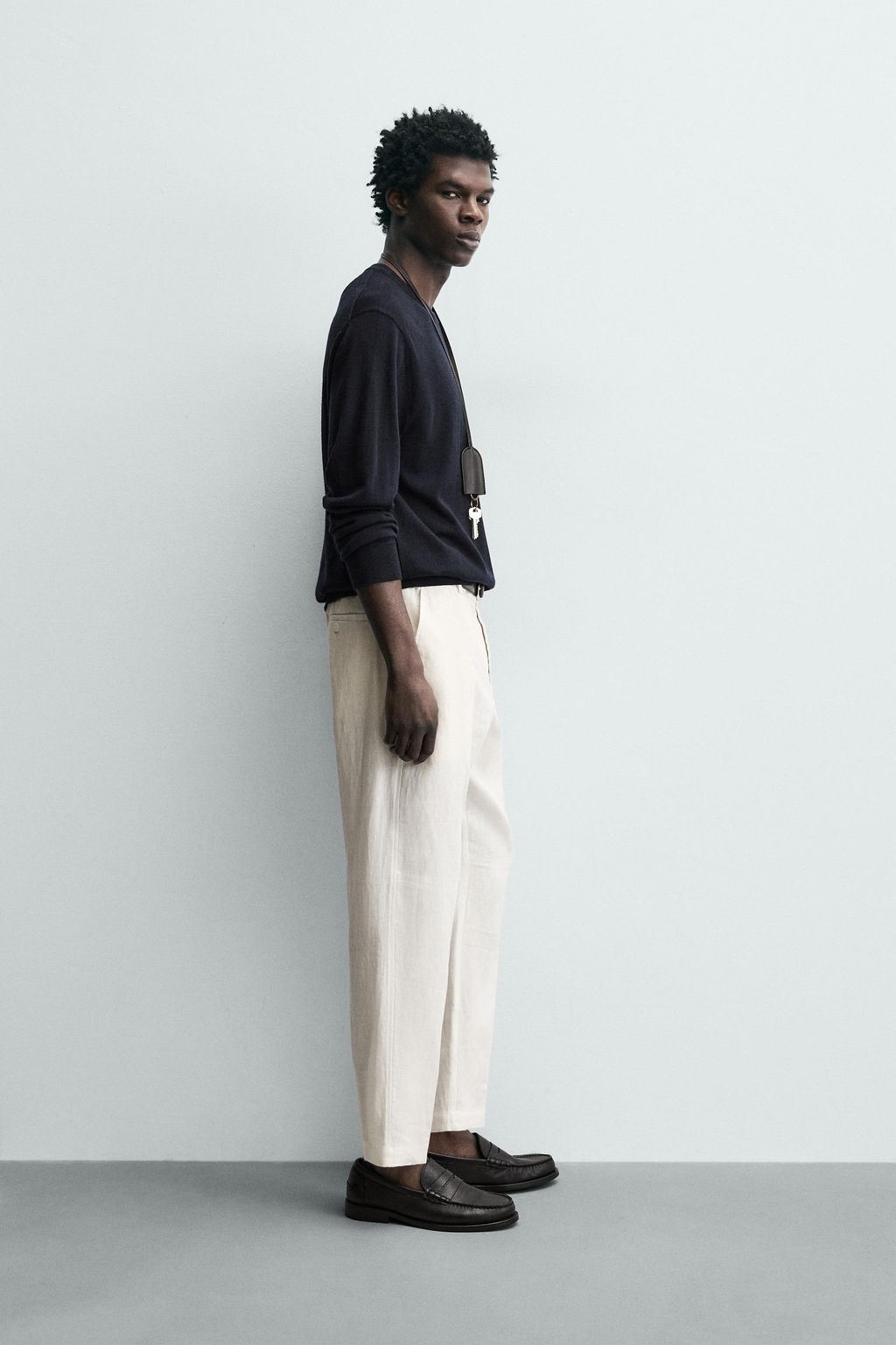 PANTAL?N REGULAR FIT 100% LINO / Blanco - Zara фото 4