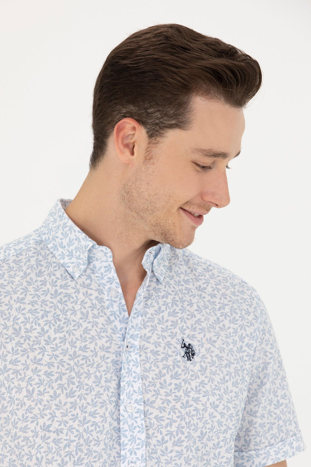 U. S. Polo Assn Мужская синяя рубашка с коротким рукавом - U.s. polo assn фото 2