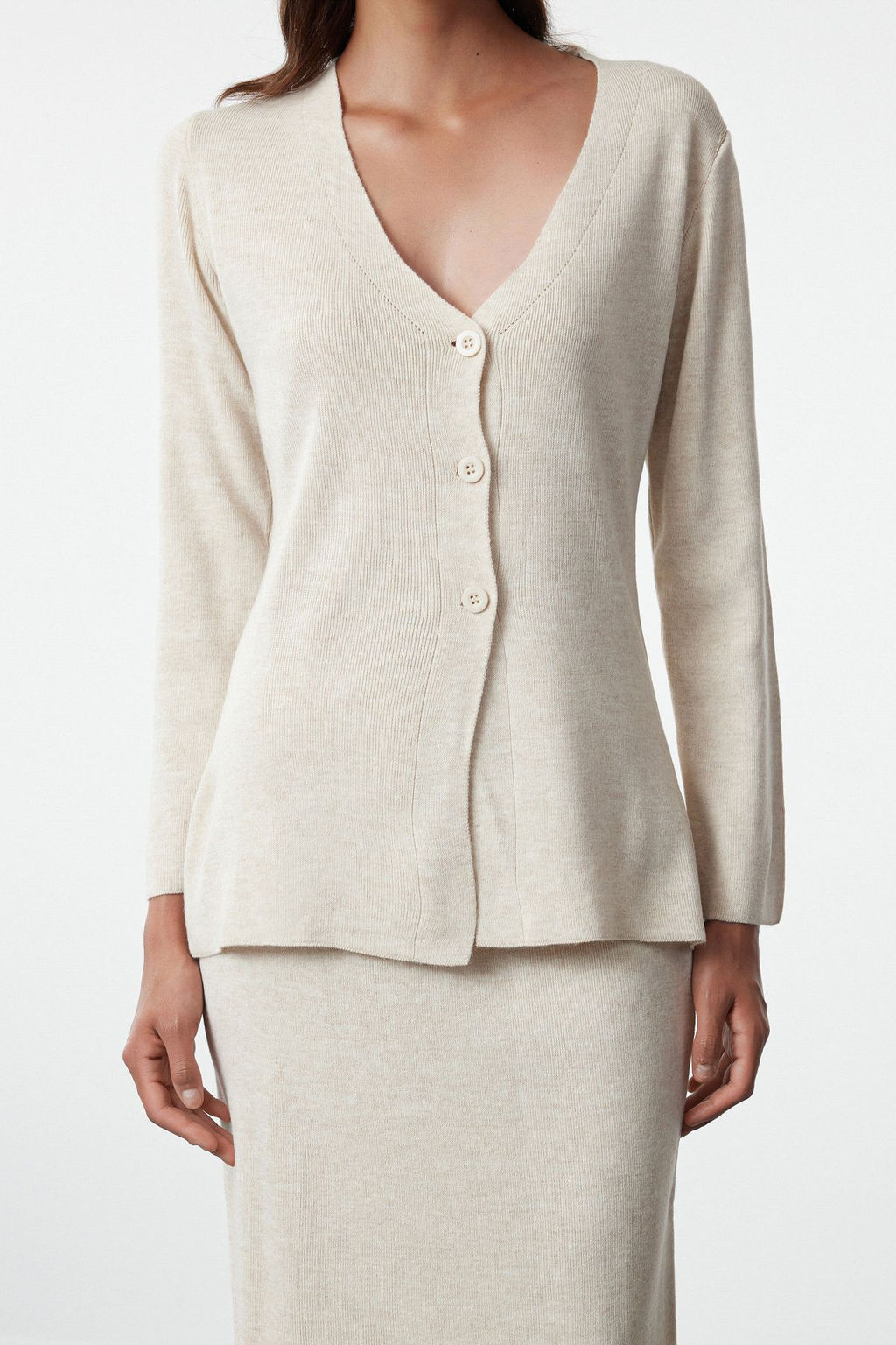 Bej Kahverengi Triko Alt-Ust Tak?m TWOAW25AU00011 - Trendyolmilla фото 3