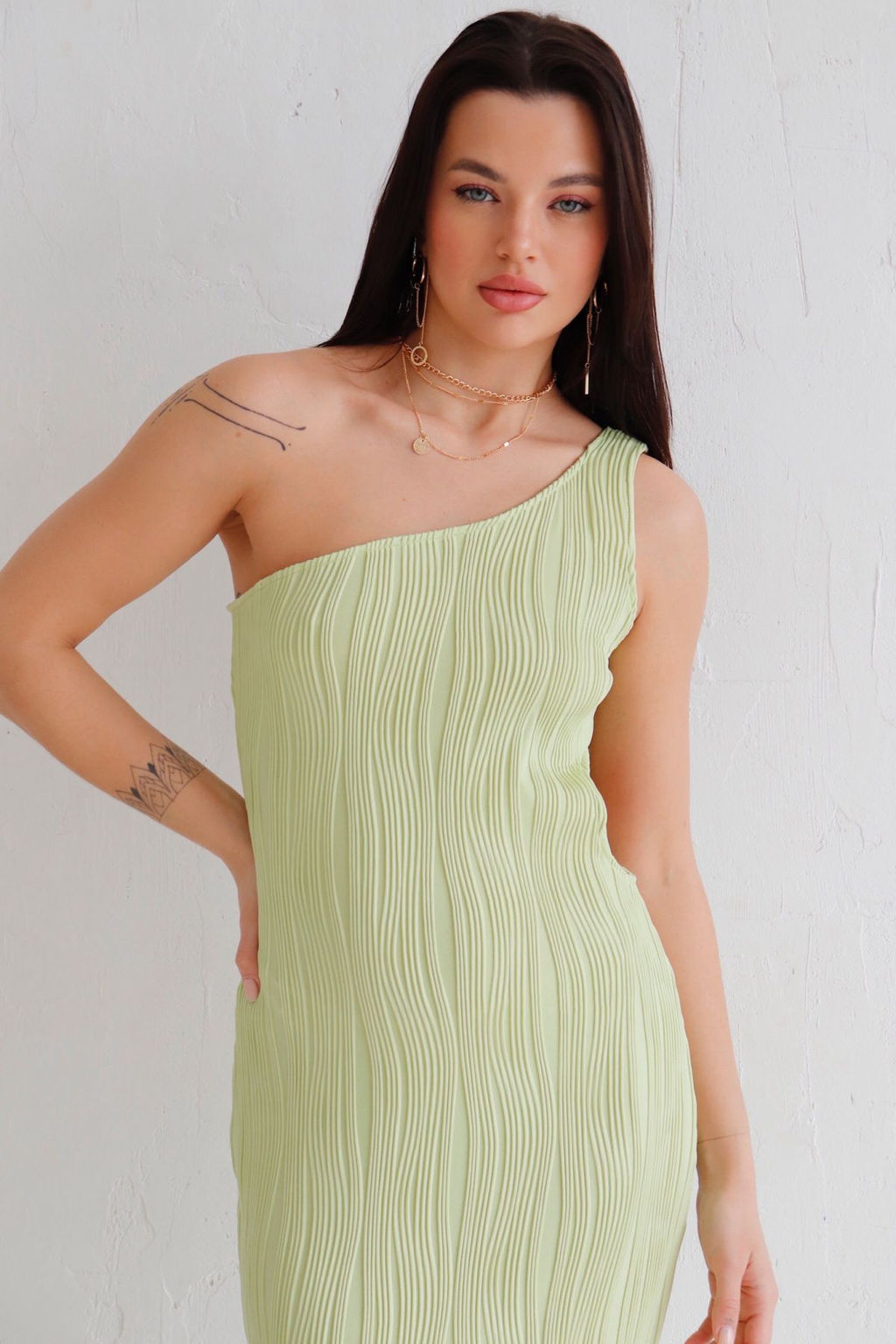 12605 Платье асимметричное фисташковое - Martichelli фото 4