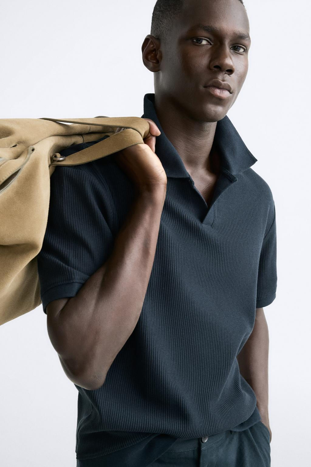 TEXTURED POLO SHIRT WITH RIBBED TRIMS - Zara фото 33
