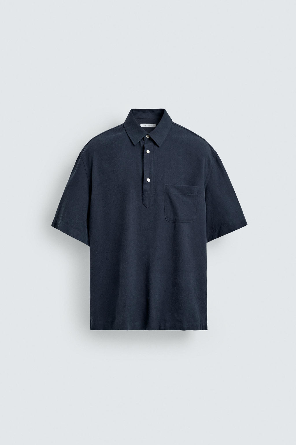 CAMISA POLO FLUIDA LYOCELL / Marino - Zara фото 7