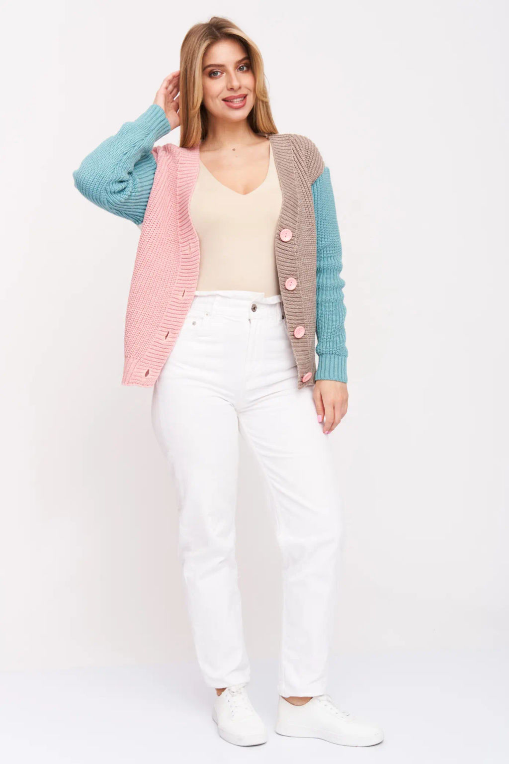 ЗЛАТА Жакет В 1554/мятно-розовый микс