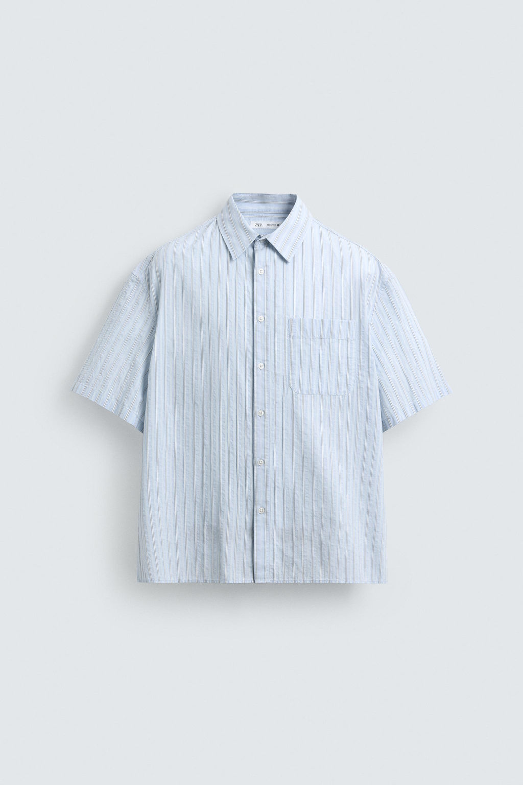 CAMISA BOXY FIT RAYAS / Azul - Zara фото 7