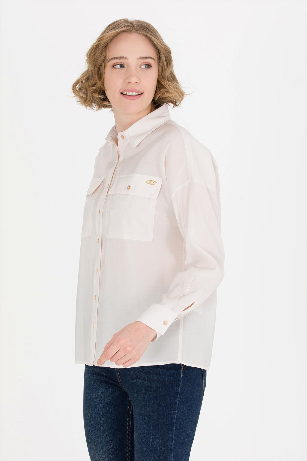 Женская рубашка с длинным рукавом цвета экрю Неожиданная скидка в корзине - U.s. polo assn фото 4