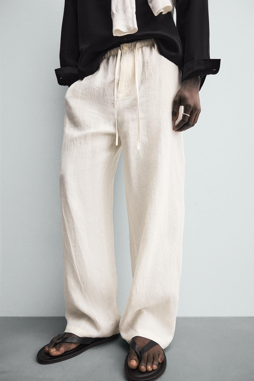 100% LINEN RELAXED FIT TROUSERS - Zara фото 5