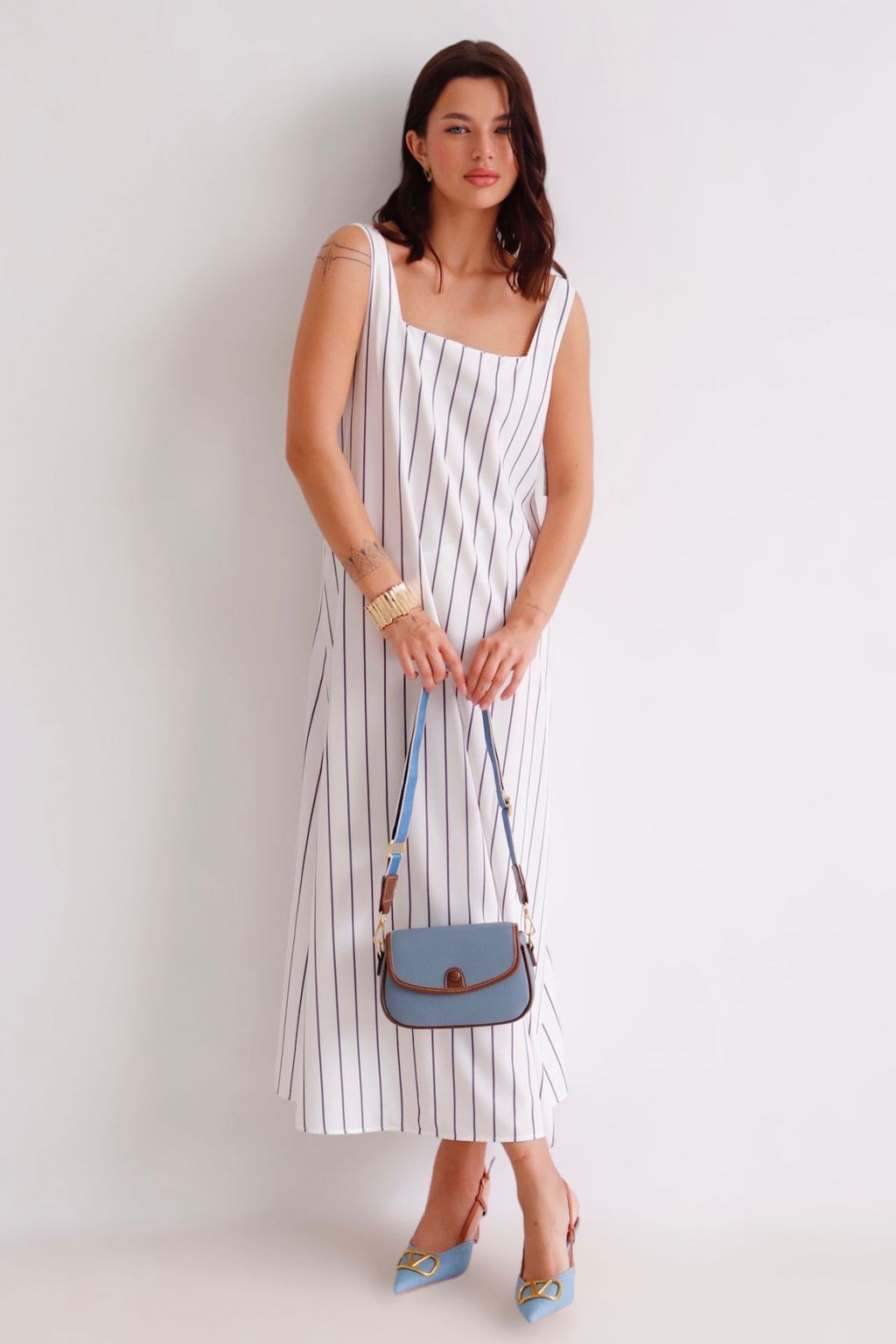 Martichelli Платье белое в полоску