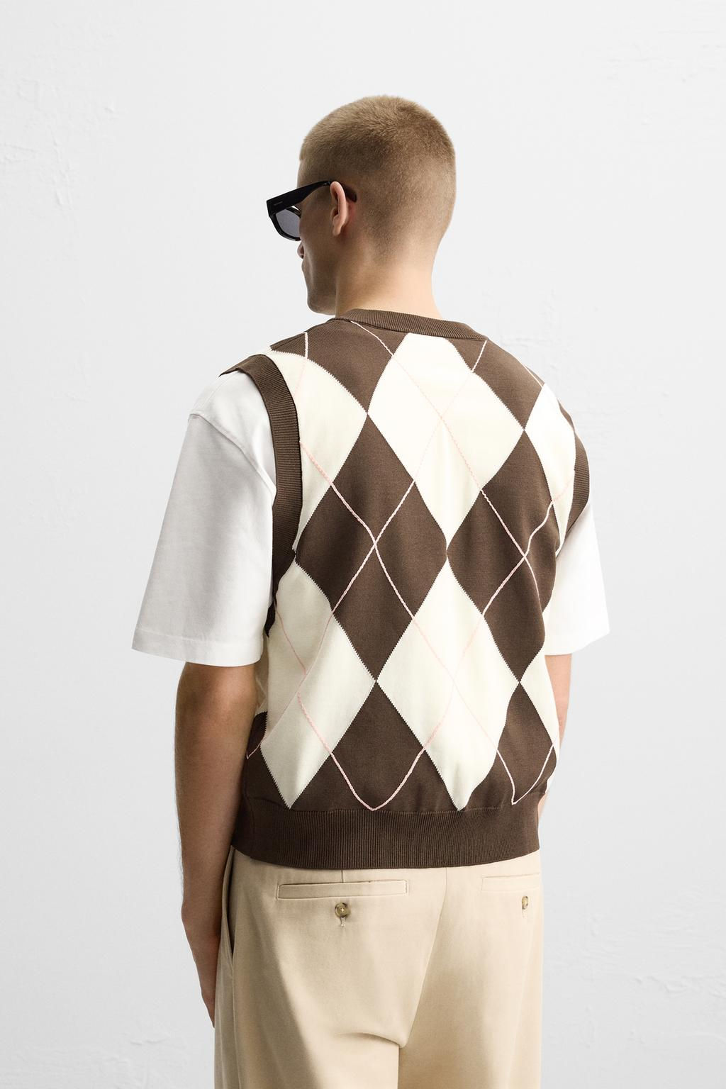 DIAMOND JACQUARD KNIT WAISTCOAT - Zara фото 3