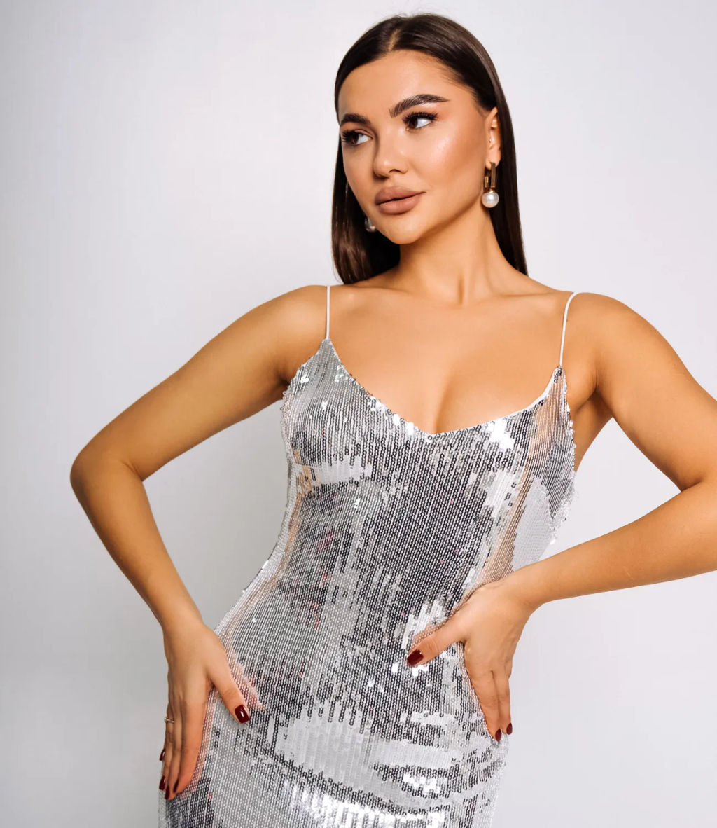 Платье #КТ9025 (2), серебристый - Dommod фото 5