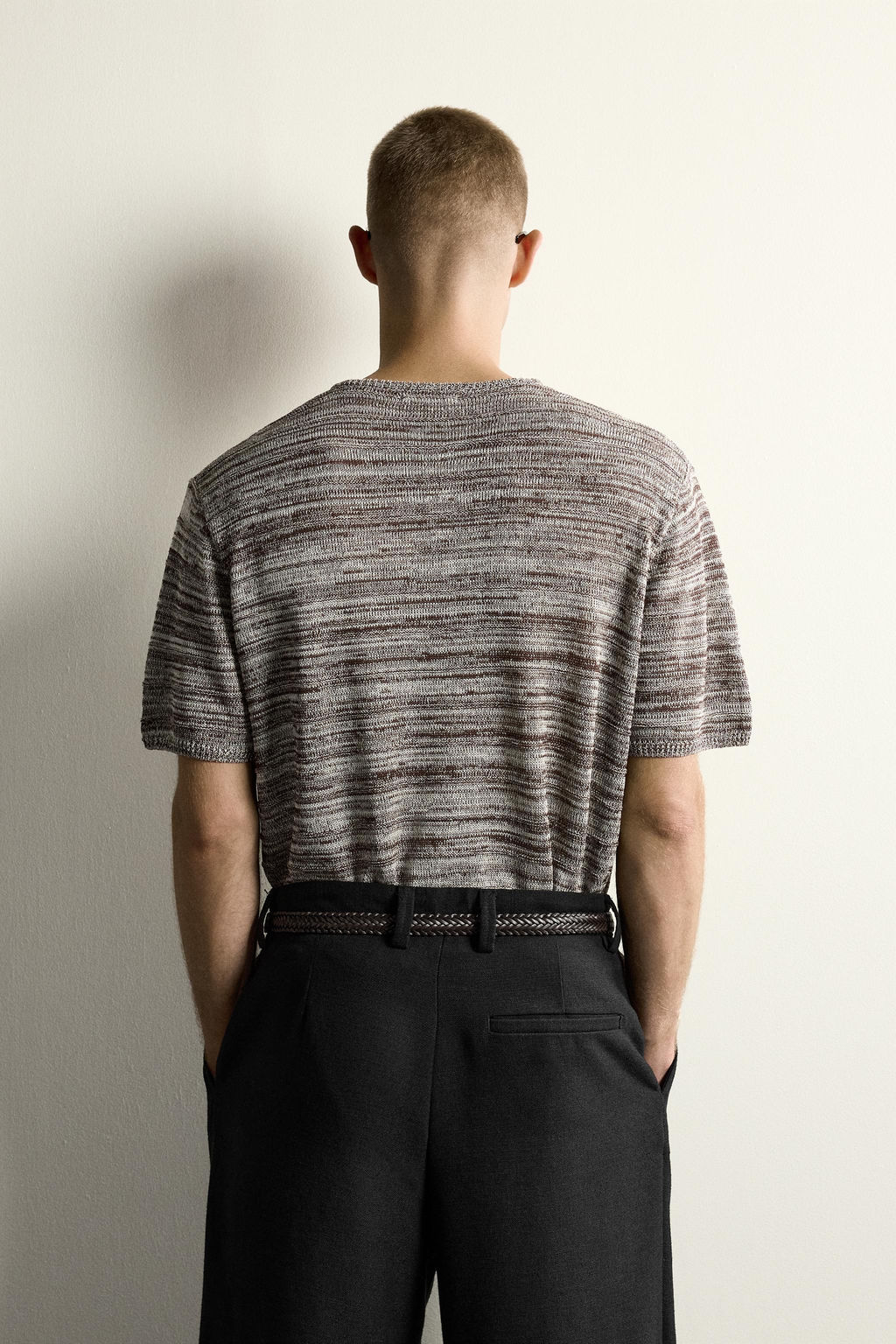 CAMISETA PUNTO CUELLO PANADERO / Marr?n / Crudo - Zara фото 3