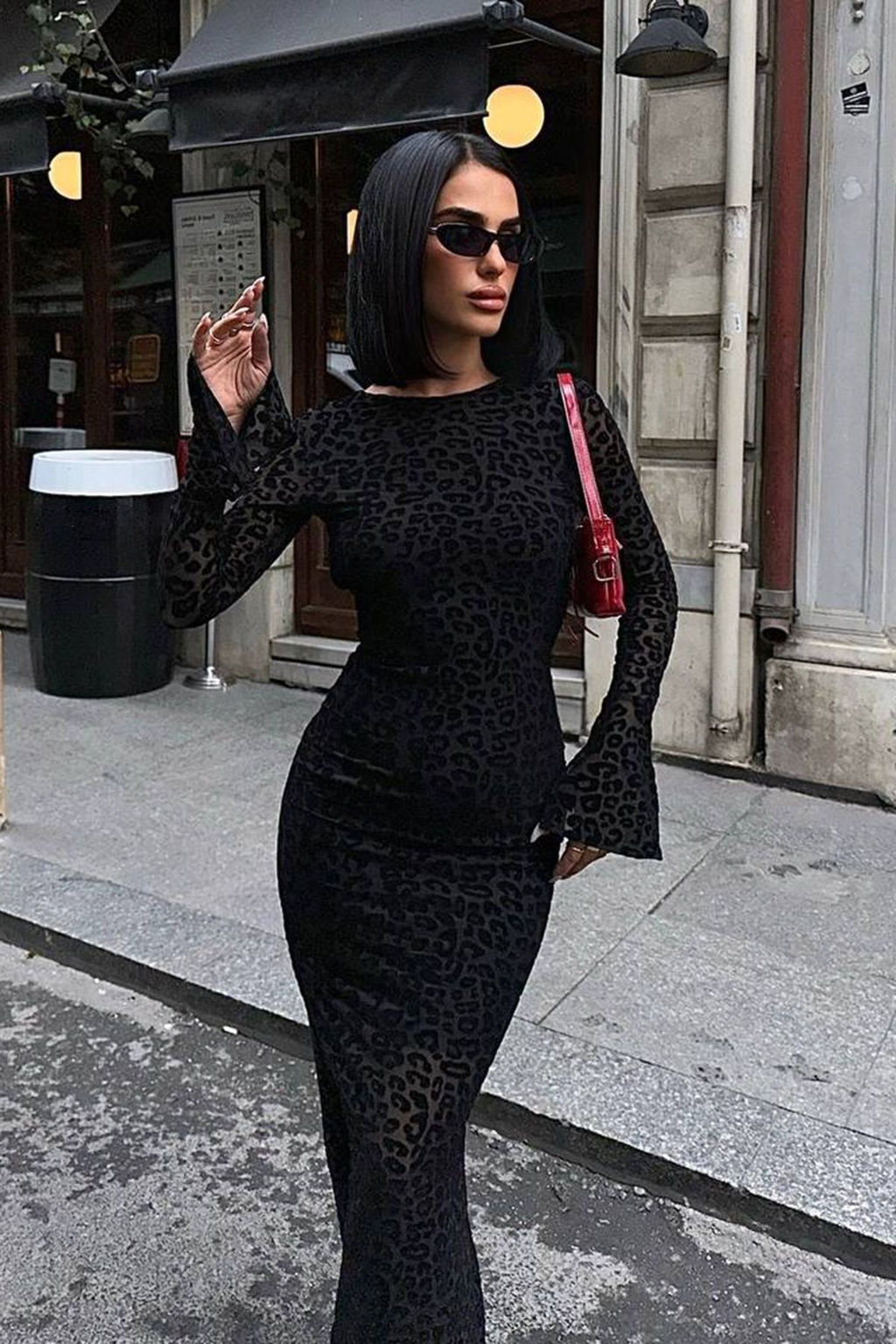 TRENDYOLMILLA Siyah Flok Bask?l? Tul Midi Boy Astarl? Elbise TPRAW25EL00165  фото 2