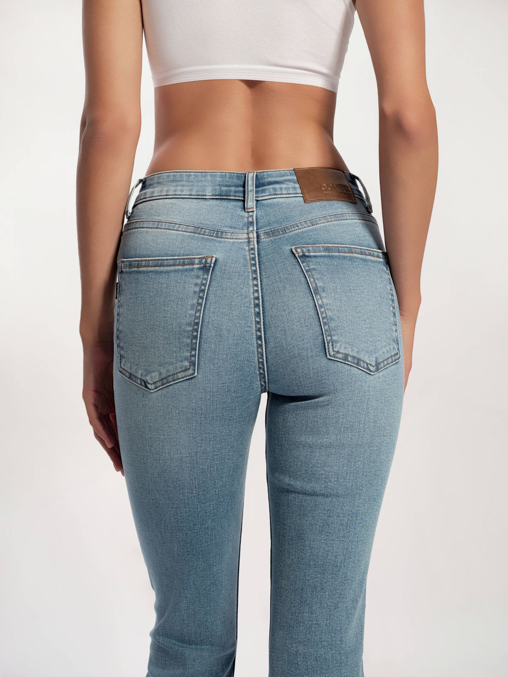 CONTE CON-720 Джинсы skinny с ассиметричным низом и эффектом разрушений light blue