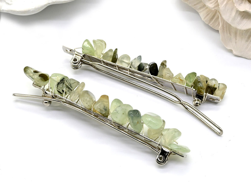 Заколка для волос с камнем пренит 6,5*0,8*1,3см