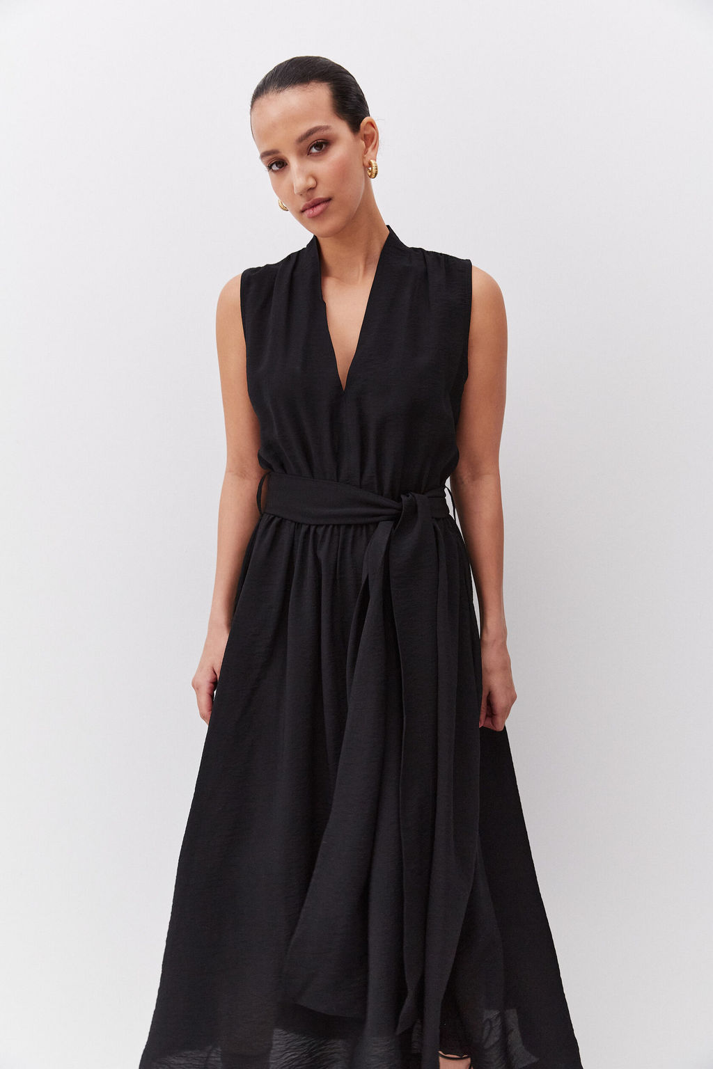 Платье миди из вискозы с поясом в тон - TO BE ONE фото 6