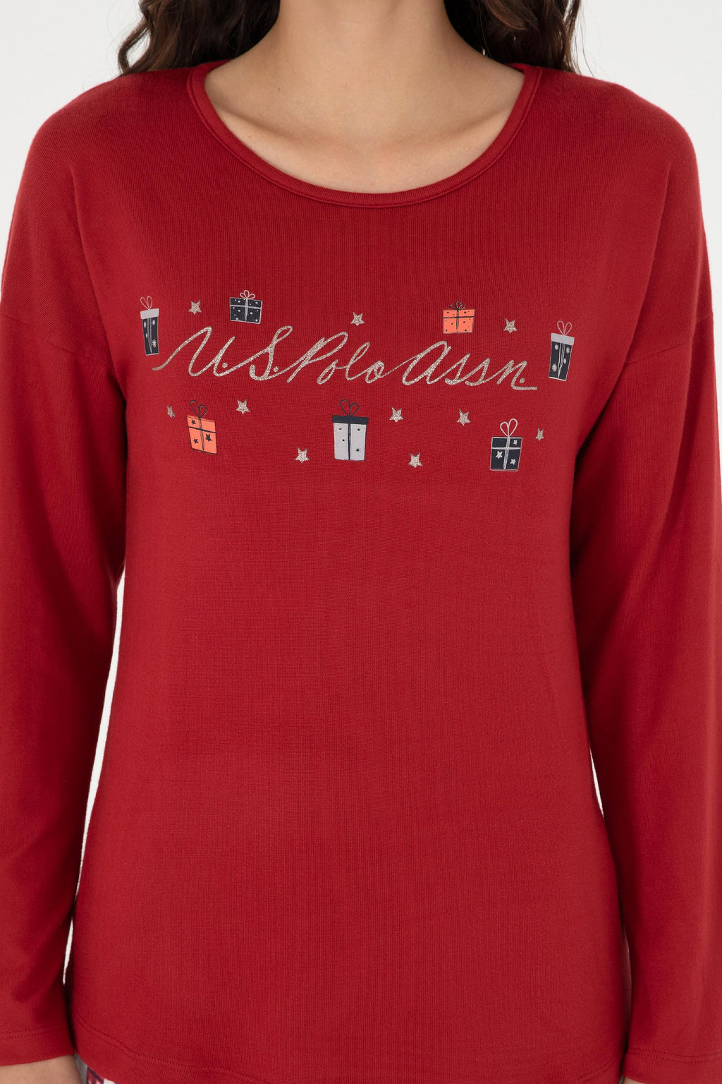 Женский бордово-красный пижамный комплект Неожиданная скидка в корзине - U.s. polo assn фото 5