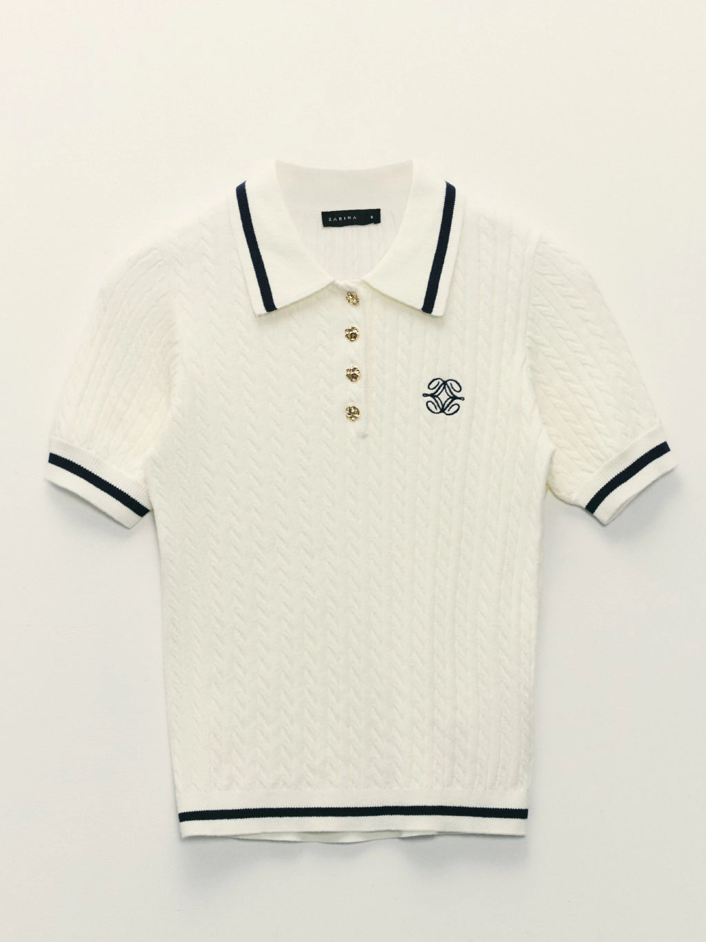 Поло с вышивкой из вязаного трикотажа / Zarina  фото 7
