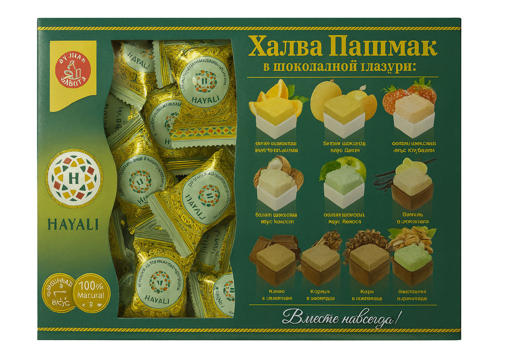 Халва Пашмак Hayali в шоколадной глазури с яблоком 1 кг - Sweet Joys фото 2