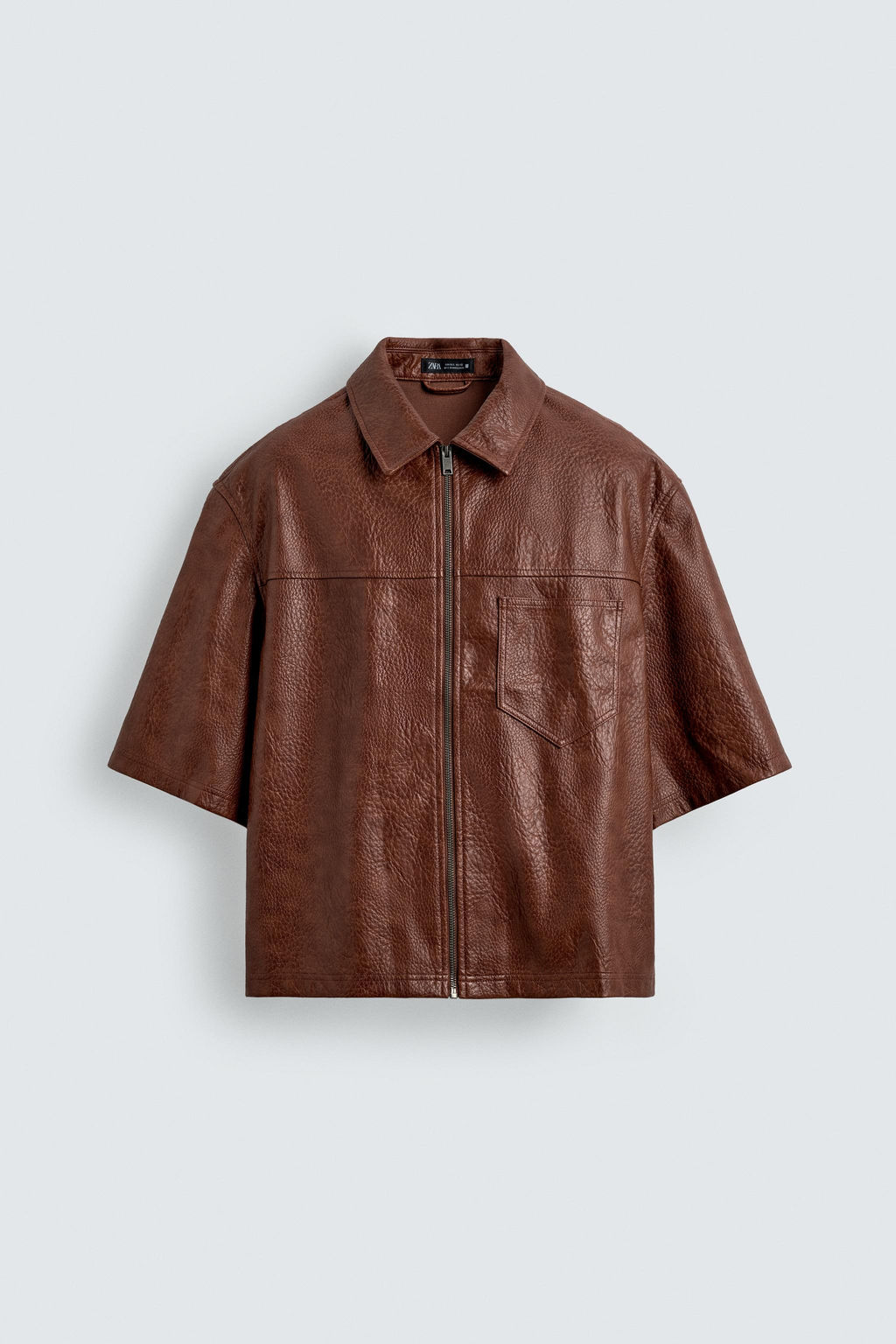 SOBRECAMISA RELAXED FIT EFECTO PIEL / Rojizo - Zara фото 7