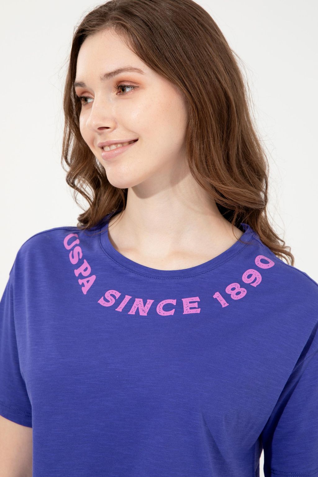 U. S. Polo Assn Женская синяя укороченная футболка с круглым вырезом - U.s. polo assn фото 2