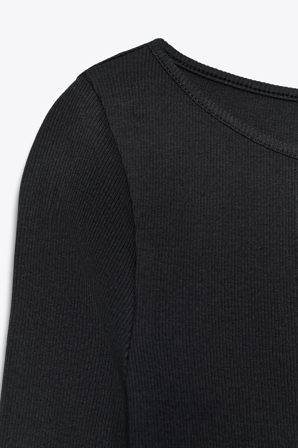 COTTON BOAT NECK T-SHIRT - Zara фото 10