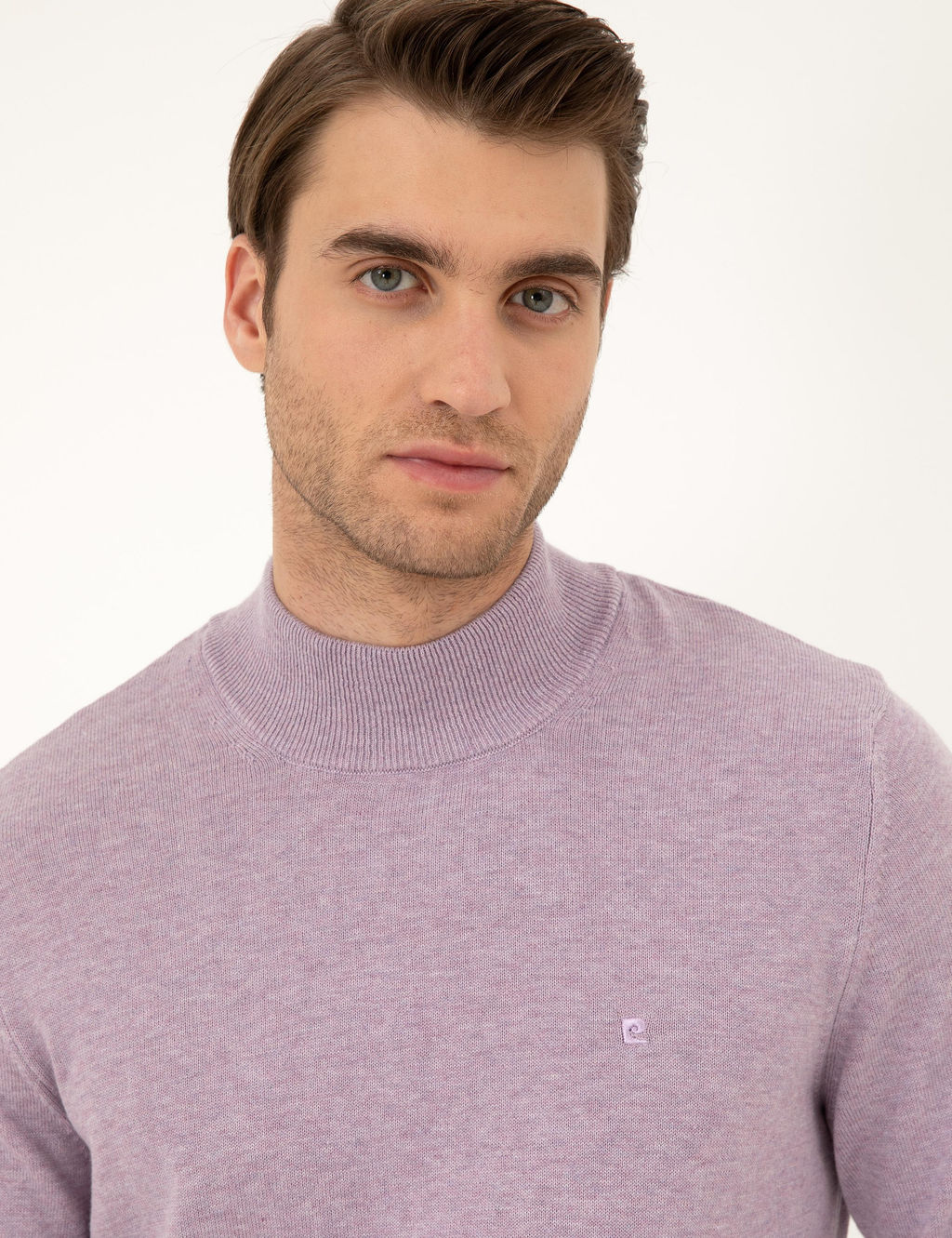 Lila Melanj Slim Fit Yar_m Bal_k__ Yaka Basic Triko Kazak - Pierre cardin фото 2