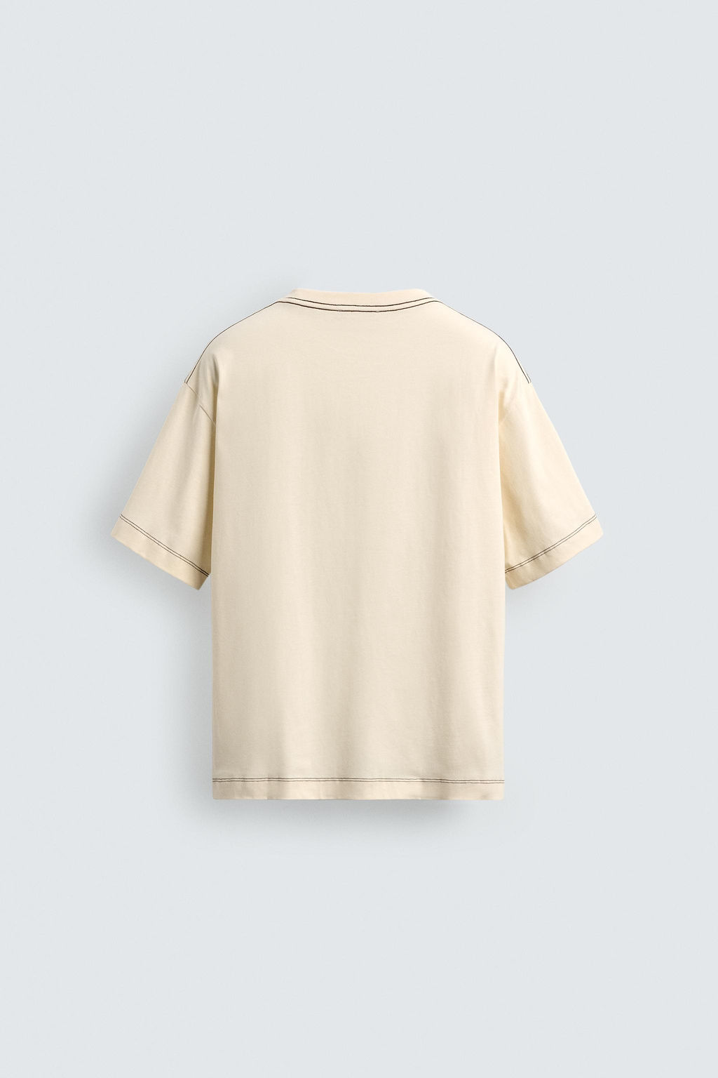 CAMISETA RELAXED FIT TEXTO BORDADO / Beige