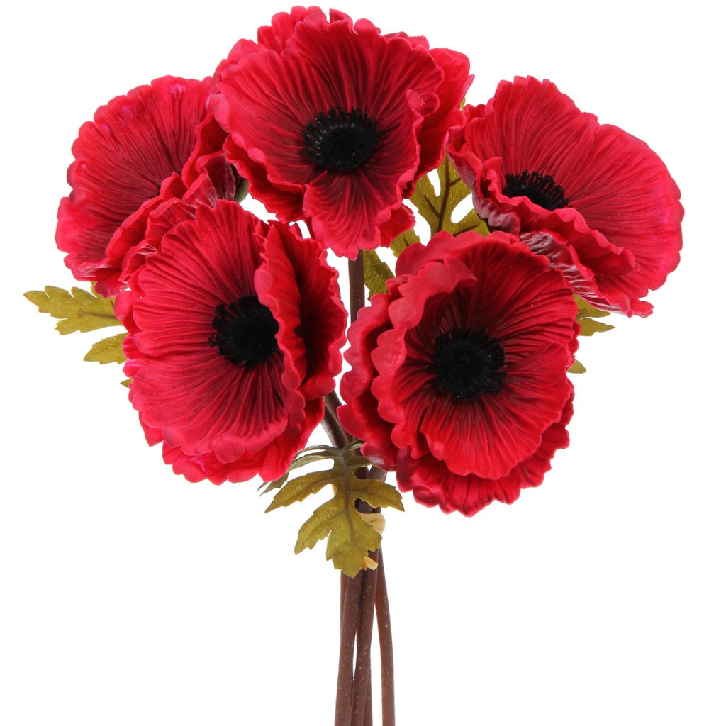 Цветы искусственные "Natur" 30см Маки 5шт бордовые