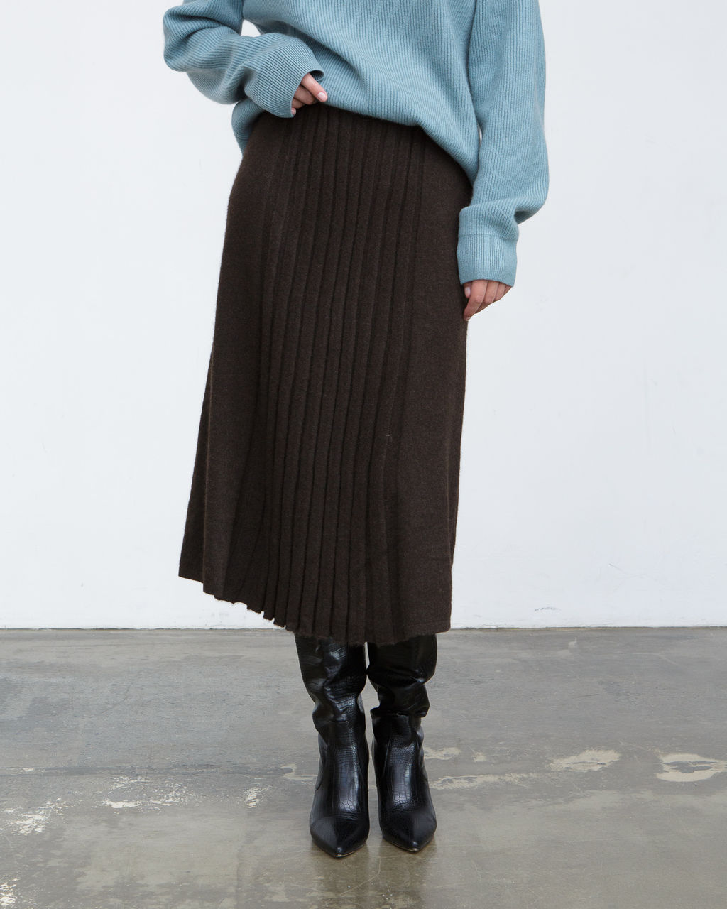 Юбка из пуха яка 07066 темно-коричневая